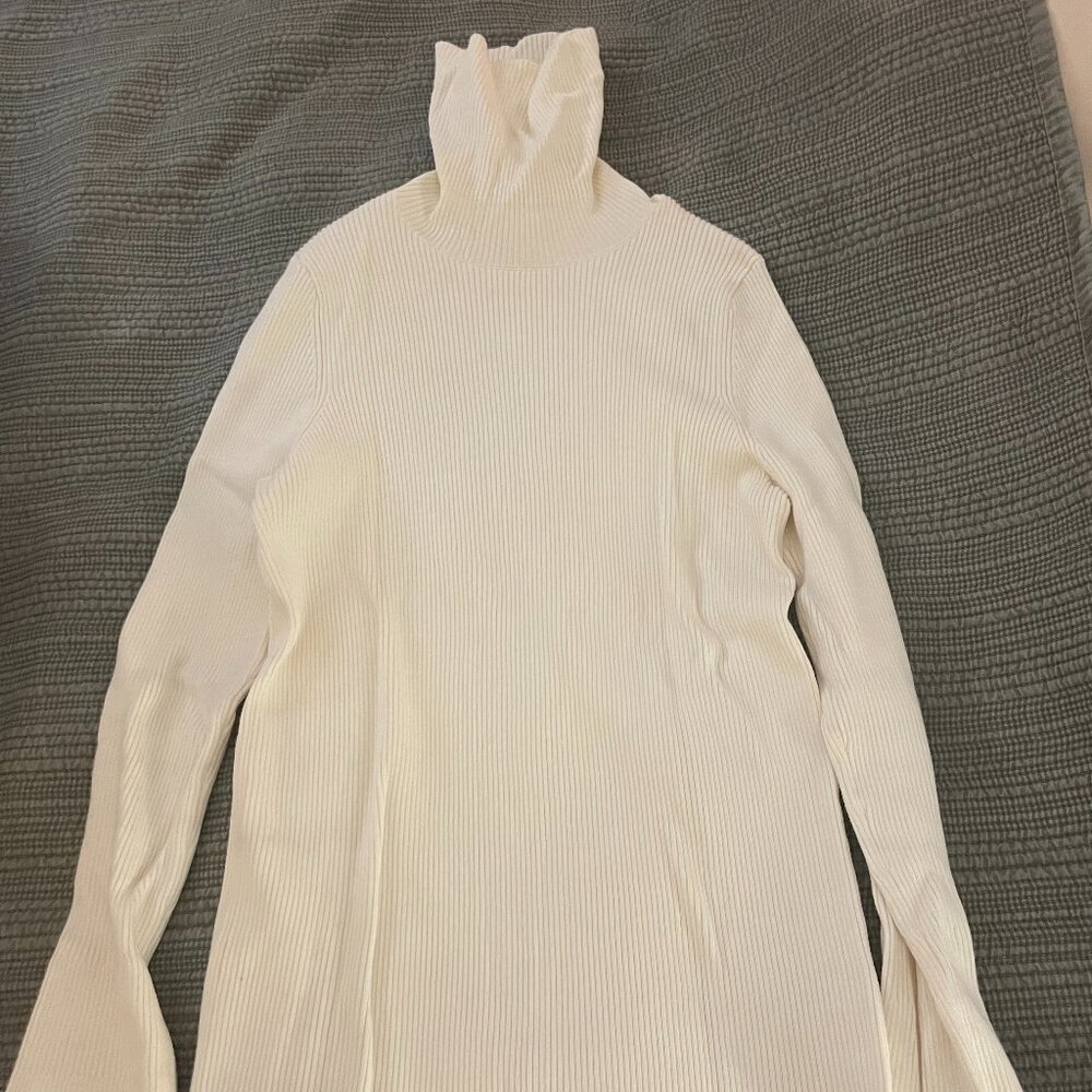 MOTH Ribbed Cream Balloon Sleeved Turtleneck
